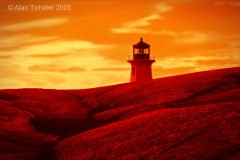 Lighthouse at Sunset  (Peggy's Cove, Nova Scotia) : lighthouse, sunset, ocean, peggy's cove, nova scotia, ticheler