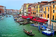 The Grand Canal from Ponte di Rialto   (Venice, Italy) : grand canal, venice, rialto, italy, gondola, landscape, ticheler