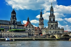 Dresden on the Elbe River   (Dresden, Germany) : dresden, germany, elbe river, katholische hofkirche, dresden cathedral, georgenbau, ticheler