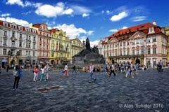 Old Town Square Facing Statue of Jan Hus   (Prague, Czech Republic) : prague, czech republic, old town square, statue, jan hus, ticheler