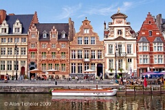 Looking Across the Leie River Near Korenmarkt (Ghent, Belgium) . . . © 2009 Alan Ticheler. All rights reserved.