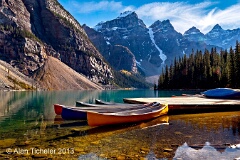 Canoes on Moraine Lake (Banff National Park, Canada) . . . © 2013 Alan Ticheler. All rights reserved.