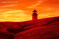 Lighthouse at Sunset  (Peggy's Cove, Nova Scotia) . . . © 2003 Alan Ticheler. All rights reserved.